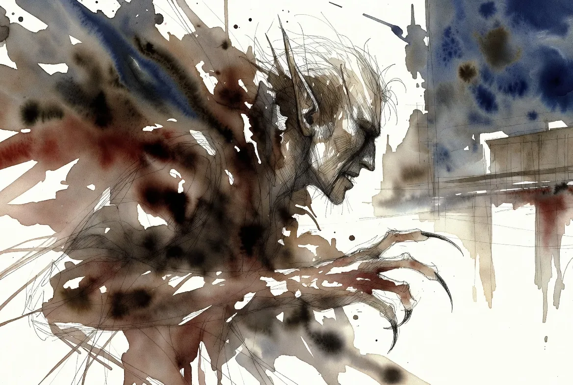 Gangrel, I — original vampire watercolour by Umbral Vein